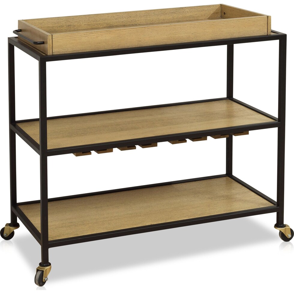 bernard light brown bar cart   