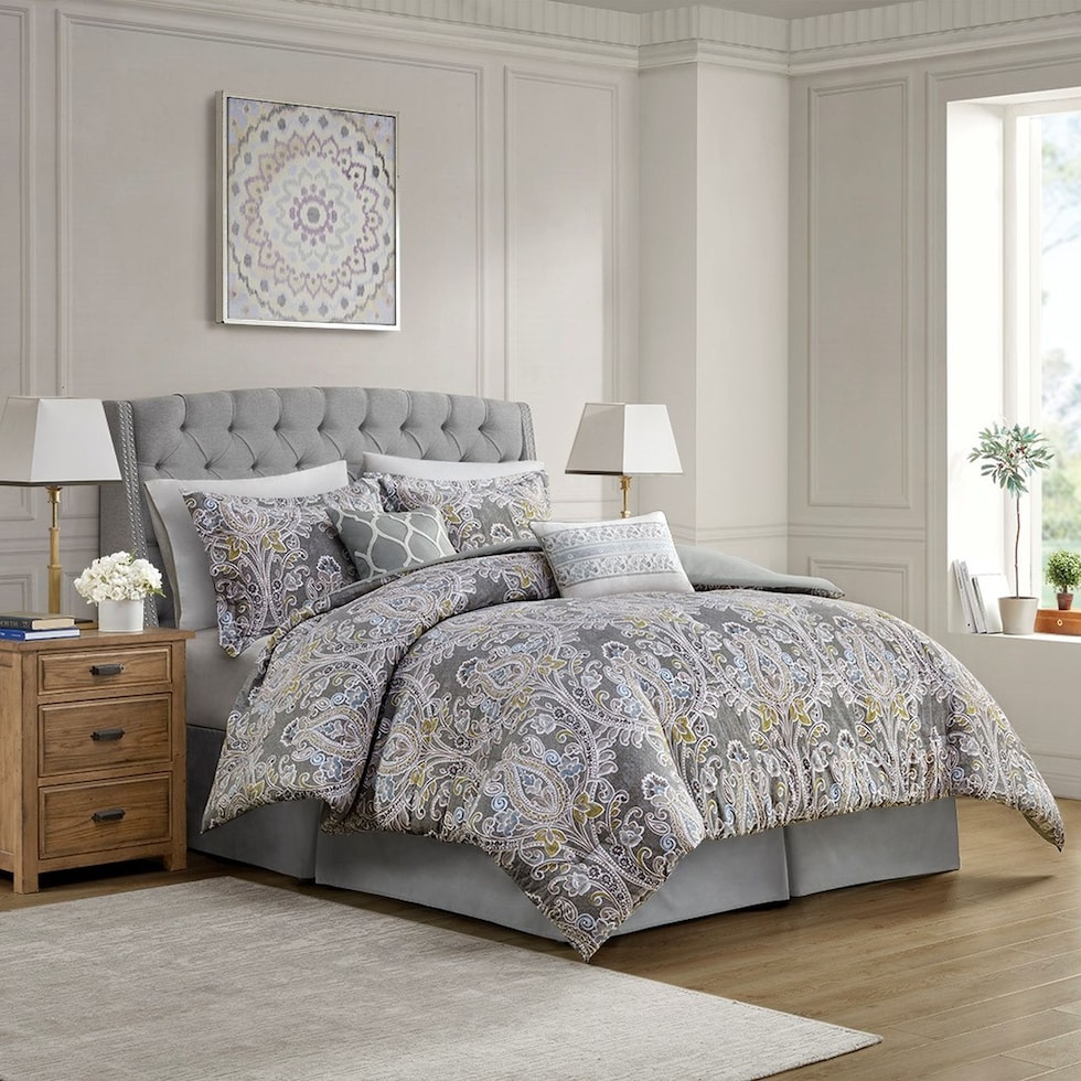 bethany gray full bedding set   