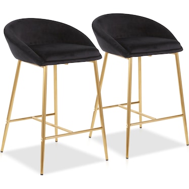 Betsy Set of 2 Counter-Height Stools - Gold/Black