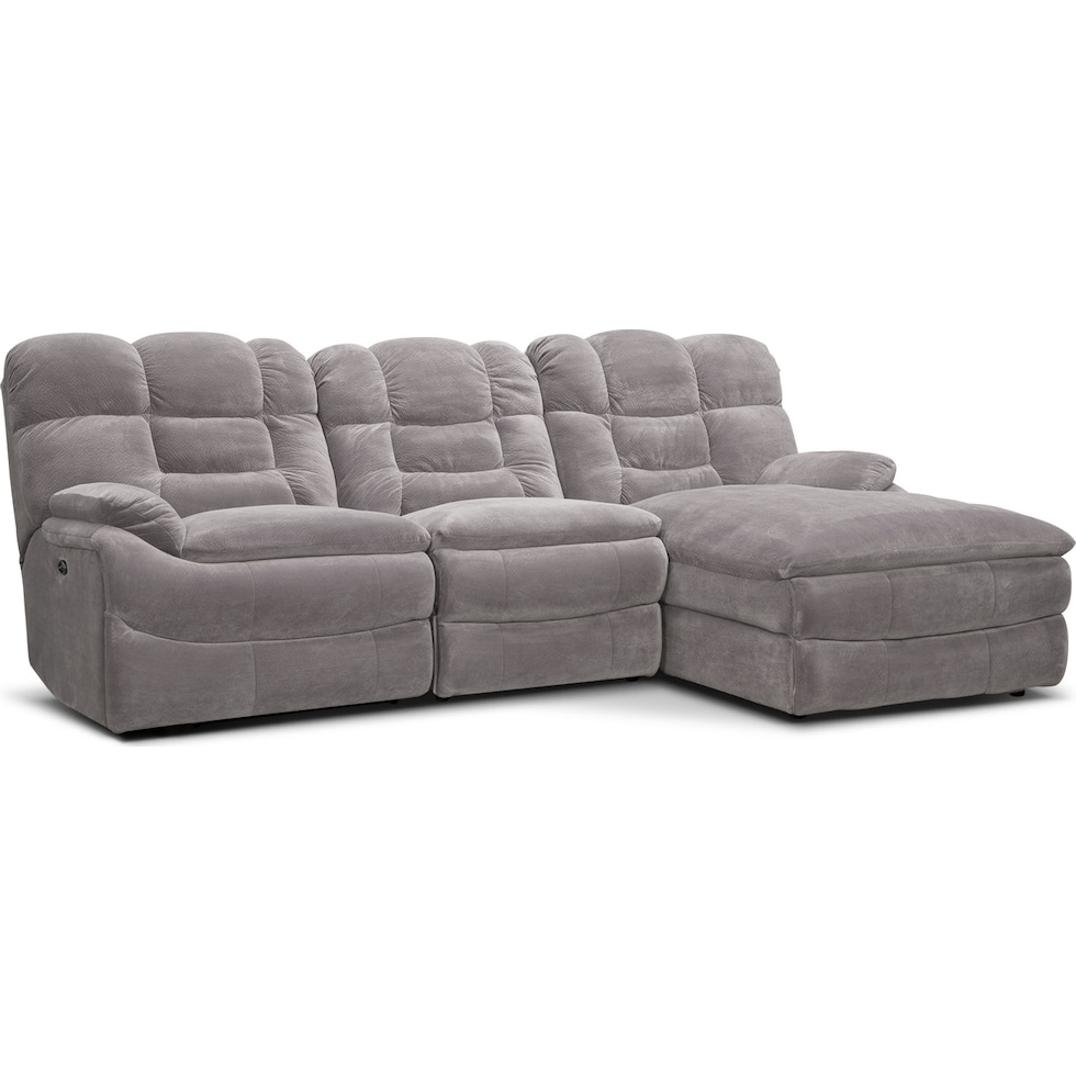 big softie ii gray  pc power reclining sectional   