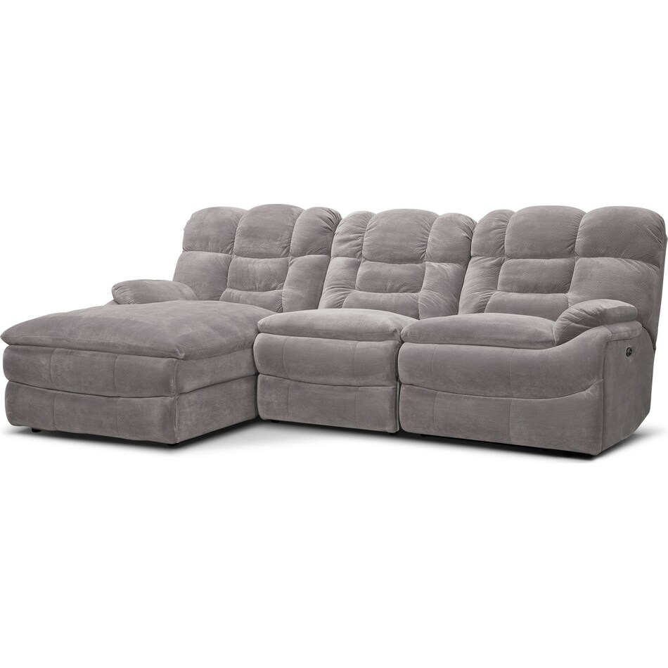 big softie ii gray  pc power reclining sectional   