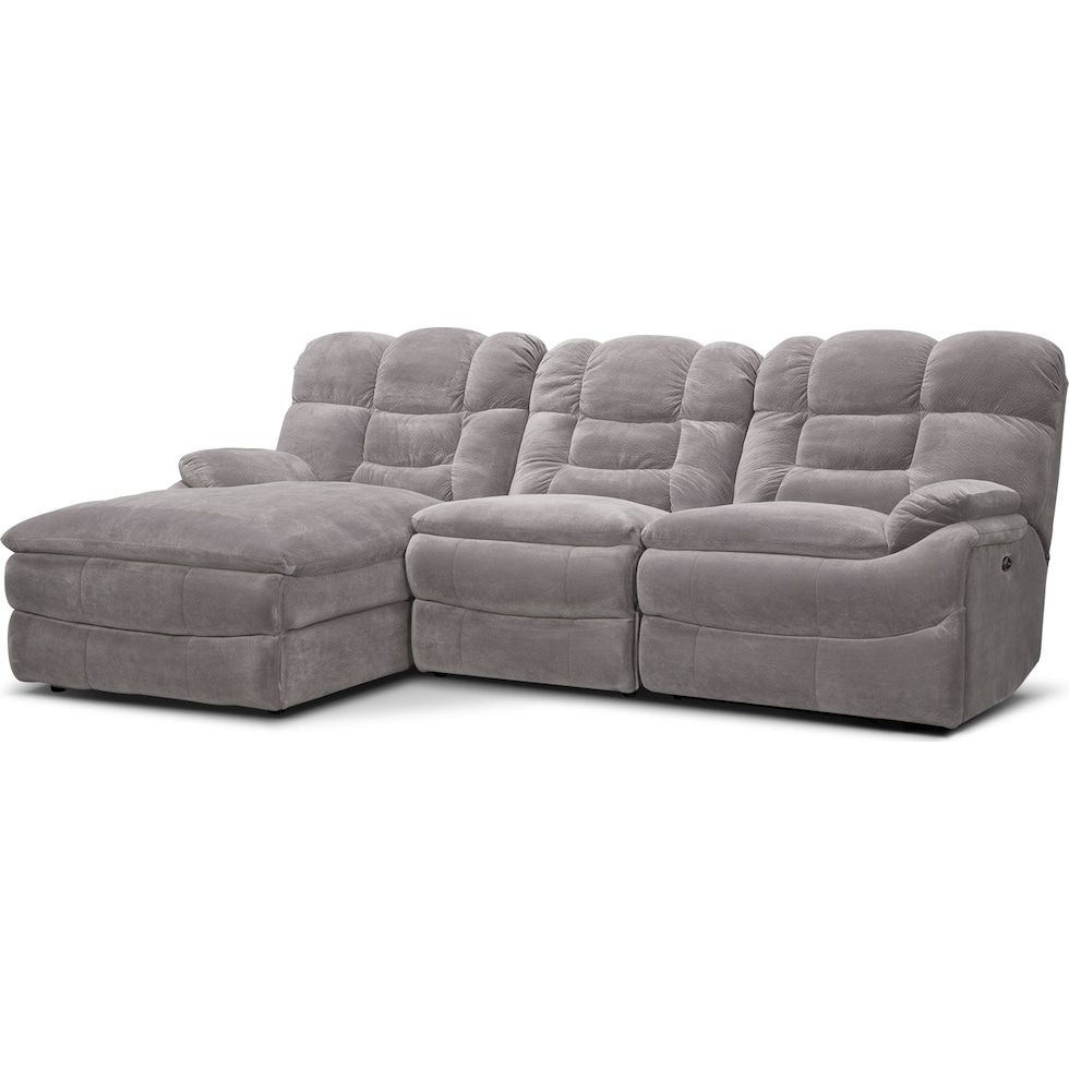 big softie ii gray  pc power reclining sectional   