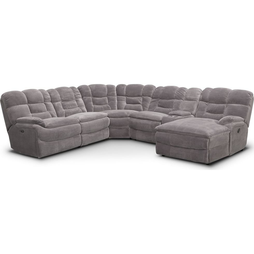 big softie ii gray  pc power reclining sectional   