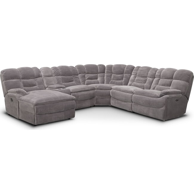 Living Room Furniture - Big Softie 6-Piece Power Reclining Sectional with Chaise and 2 Reclining Seats