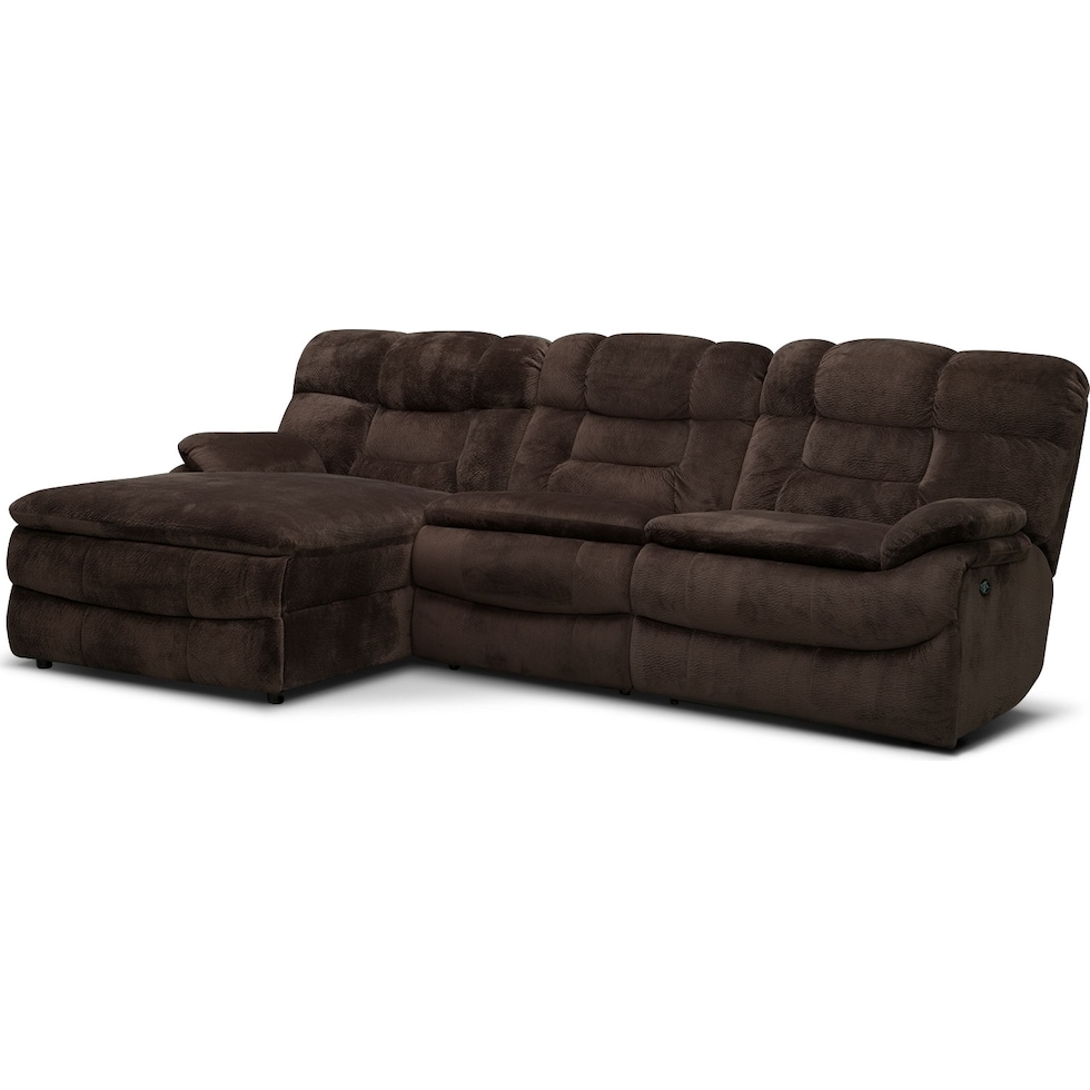 big softie dark brown  pc power reclining sectional   