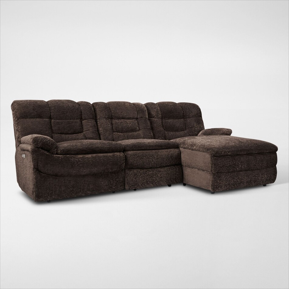 big softie dark brown  pc power reclining sectional   