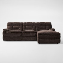 big softie dark brown  pc power reclining sectional   