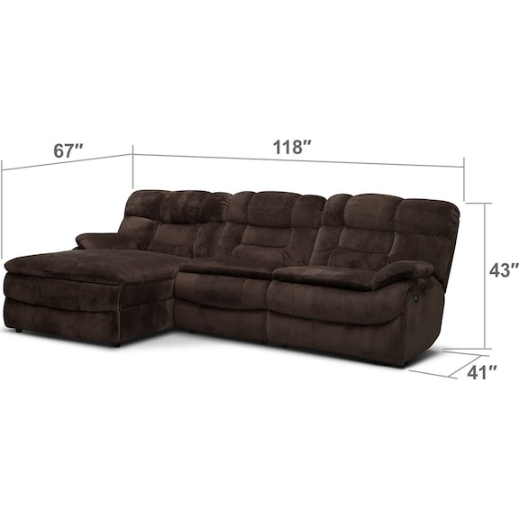 Living Room Furniture - Big Softie 3-Piece Power Reclining Sectional with Chaise