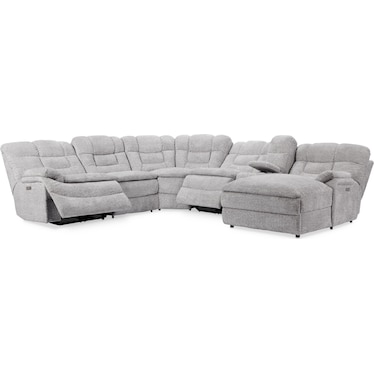 Big Softie 6-Piece Dual-Power Reclining Sectional w/ Right-Facing Chaise & 2 Reclining Seats - Gray