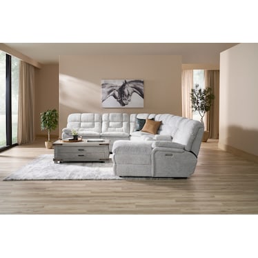 Big Softie 6-Piece Dual-Power Reclining Sectional w/ Chaise & 2 Reclining Seats