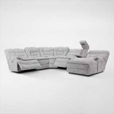 Big Softie 6-Piece Dual-Power Reclining Sectional w/ Chaise & 2 Reclining Seats