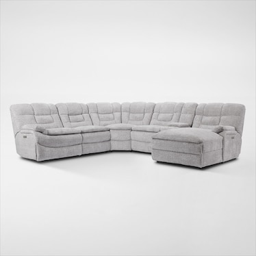 Big Softie 6-Piece Dual-Power Reclining Sectional w/ Chaise & 2 Reclining Seats