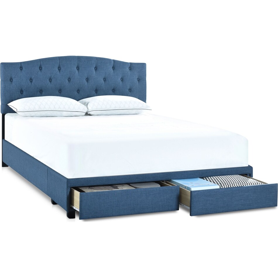 billie blue queen storage bed   