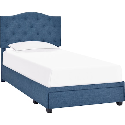 Billie Twin Upholstered Storage Bed - Blue