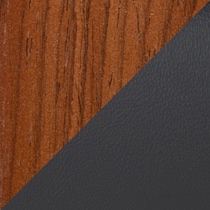 black vegan leather light walnut swatch  