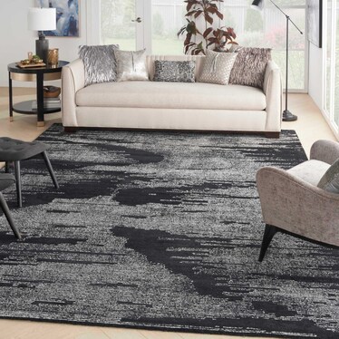 Valley Area Rug by Michael Amini - Black/Ivory