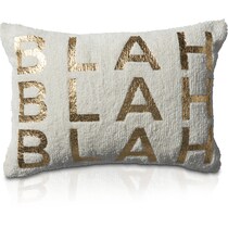 blah blah blah white accent pillow   