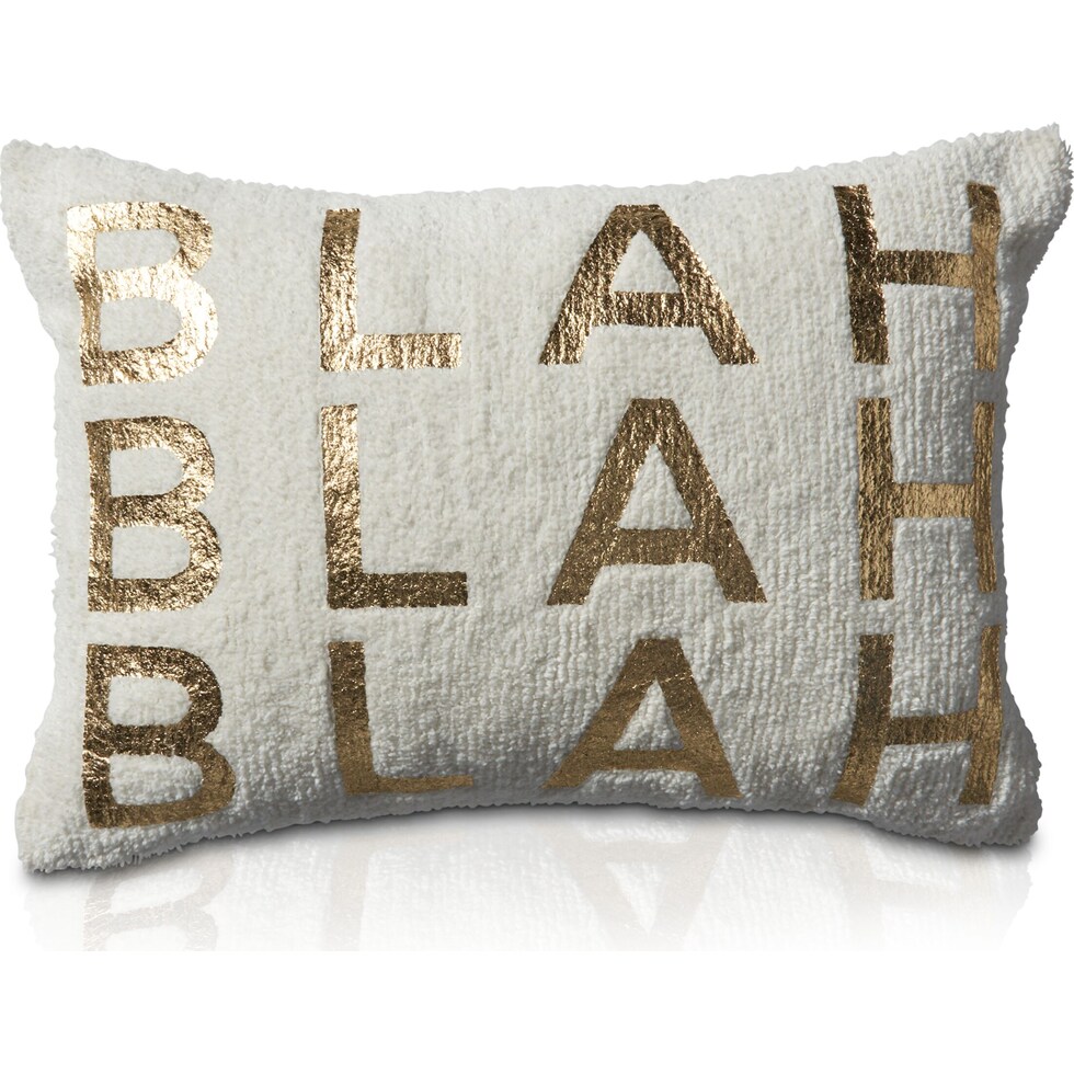 blah blah blah white accent pillow   