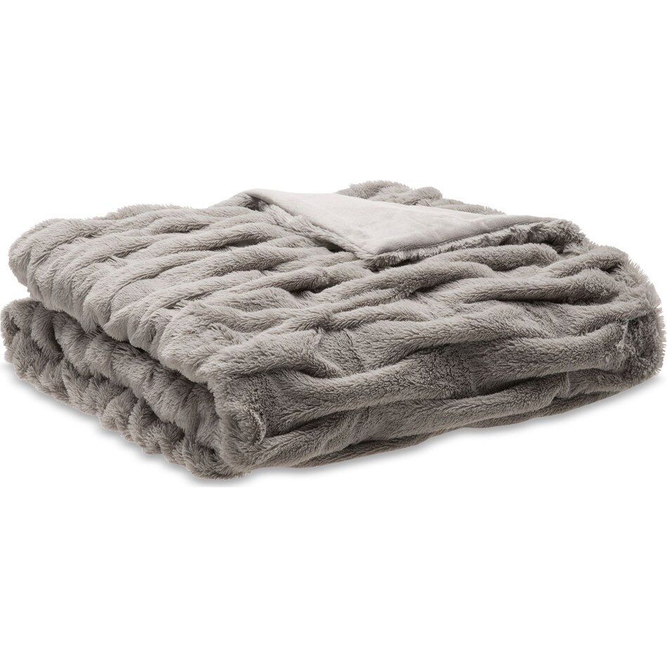 Blaire Faux Fur Throw - Gray | American Signature Furniture