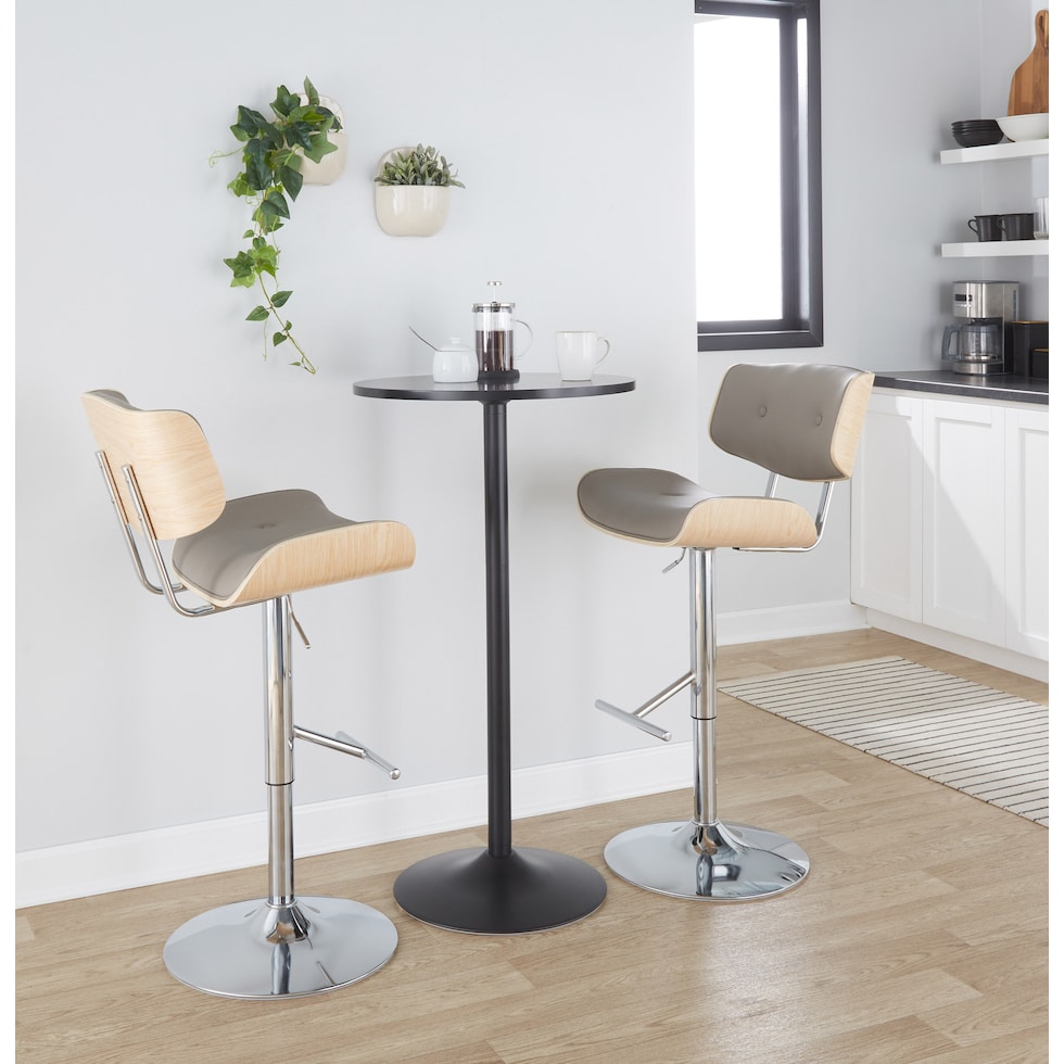 blakely gray chrome bar stool   