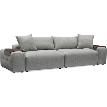 Bliss 4-Piece Sofa and 2 Floating Armrests with Tray Tables - Gray