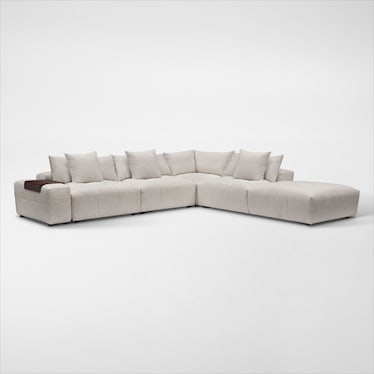 Bliss 6-Piece Sectional, Floating Armrest with Tray Table and Ottoman Set