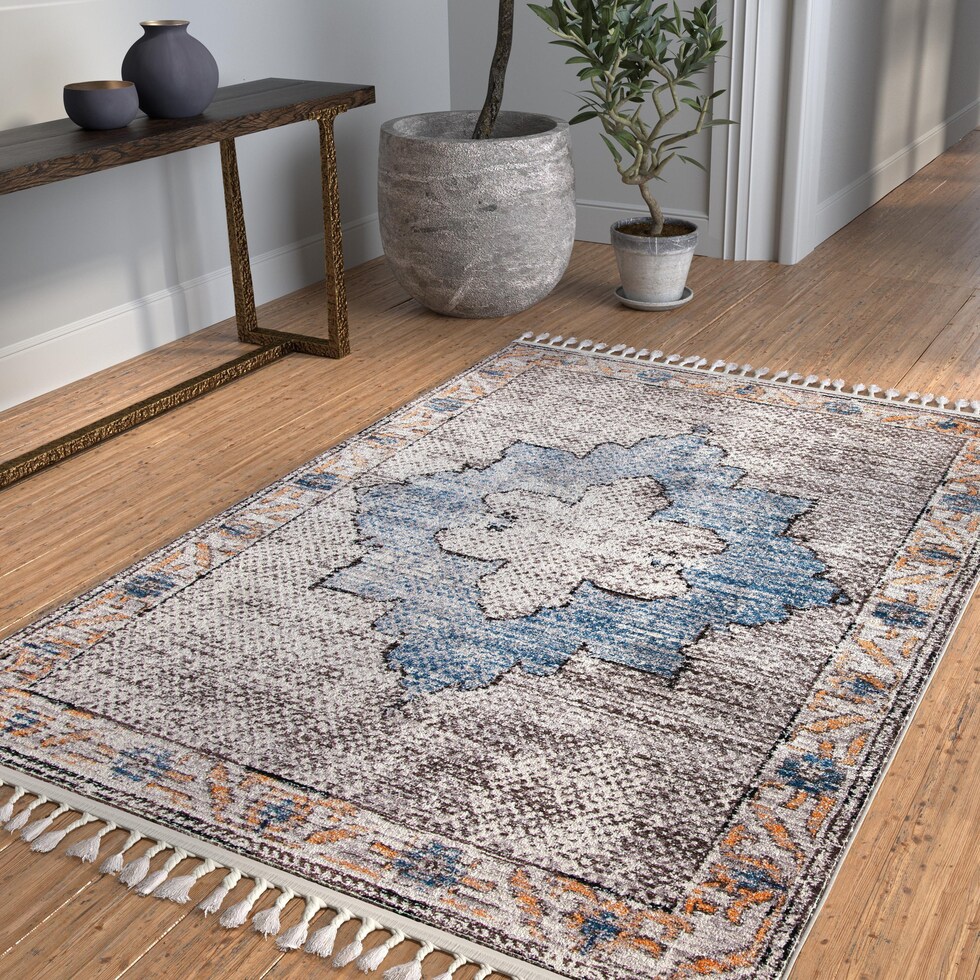blue and brown rug   