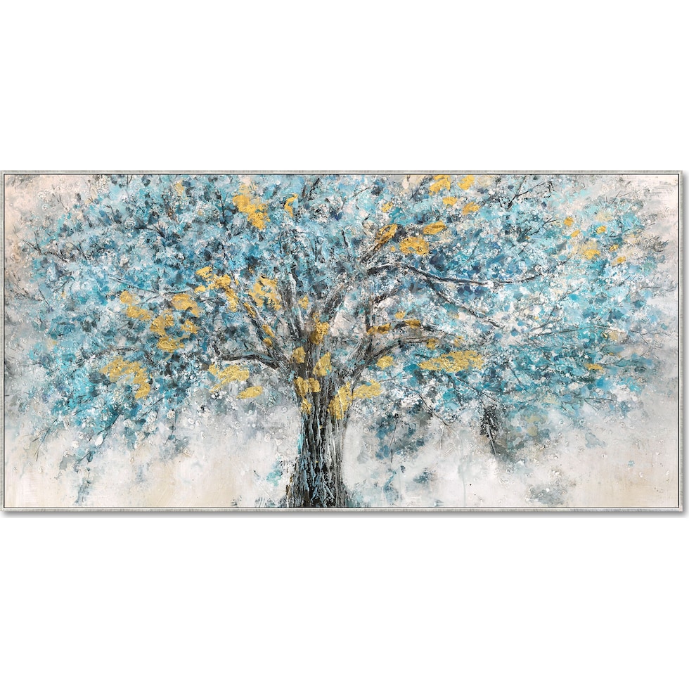 blue and gold tree blue and gold wall art   