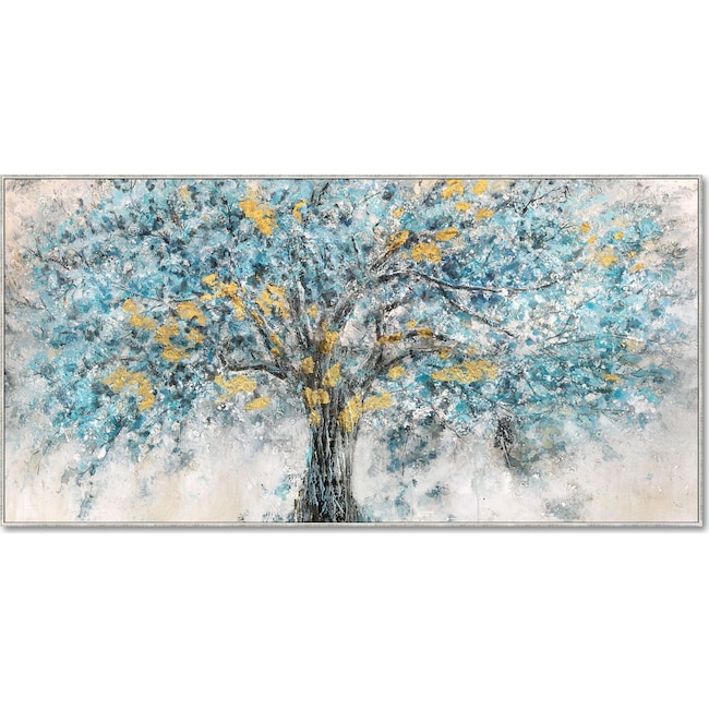 Home Accessories - Blue and Gold Tree Wall Art