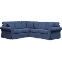blue  pc sectional with left facing loveseat slipcover only   