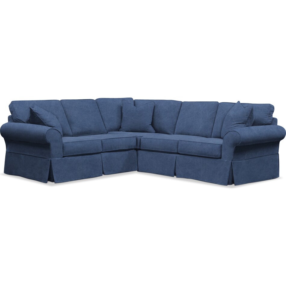 blue  pc sectional with left facing loveseat slipcover only   