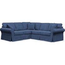 blue  pc slipcover sectional with left facing loveseat   