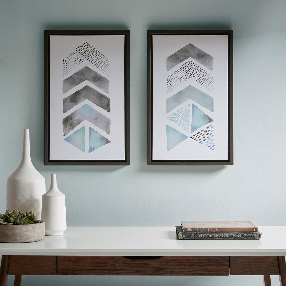 blue gray wall art   