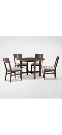 Charleston Round Dining Table and 4 Cane Back Dining Chairs - Gray