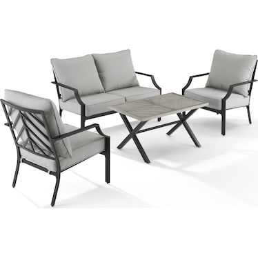 Boise Outdoor Loveseat, Set of 2 Lounge Chairs and Coffee Table