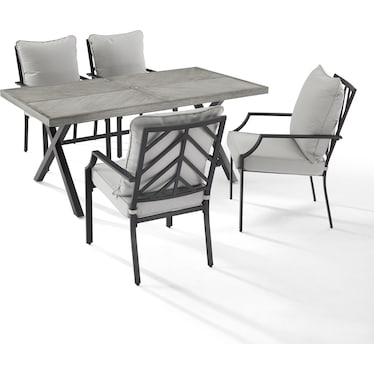Boise Outdoor Dining Table and 4 Dining Chairs