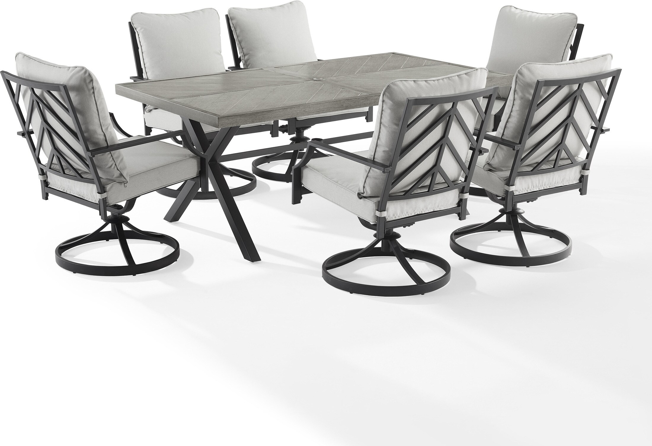 Boise Outdoor Dining Table and 6 Swivel Dining Chairs American