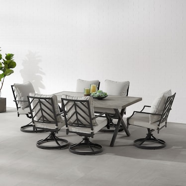 Boise Outdoor Dining Table and 6 Swivel Dining Chairs