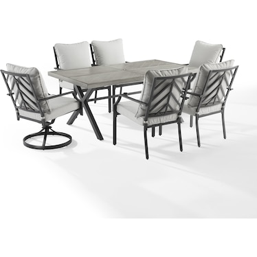 Boise Outdoor Dining Table, 4 Dining Chairs and 2 Swivel Dining Chairs