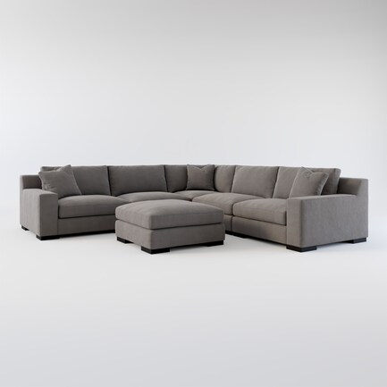 Bondi Foam Comfort 5-Piece Sectional and Ottoman - Merrimac Ash