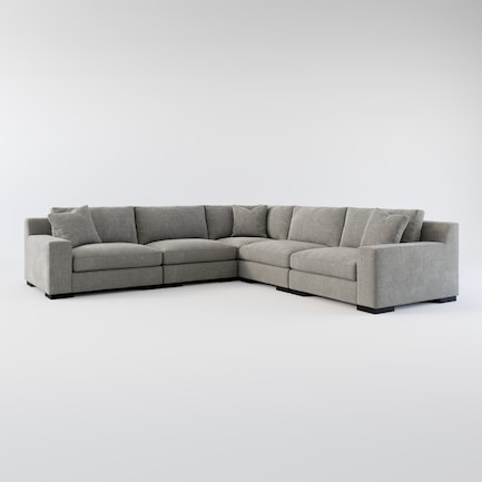 Bondi Foam Comfort 5-Piece Sectional - Living Large Charcoal