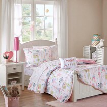 bonjour pink full queen bedding set   