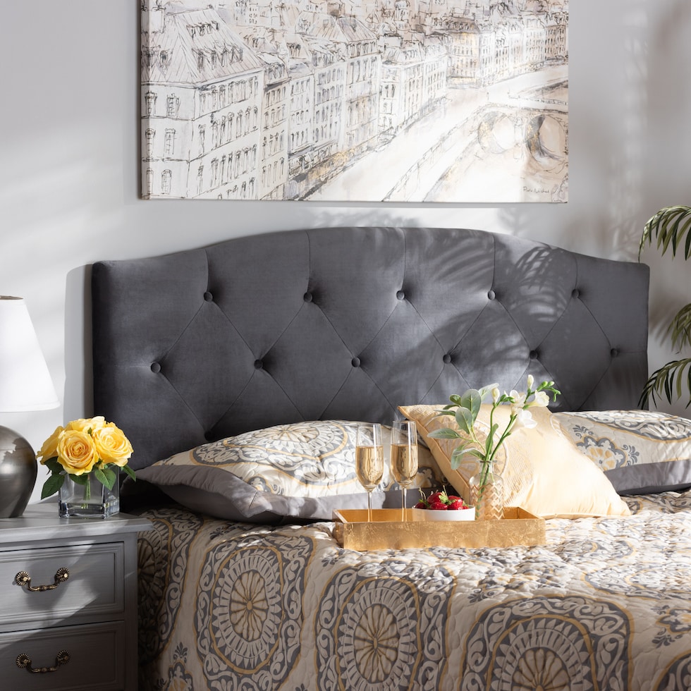 bora gray queen headboard   