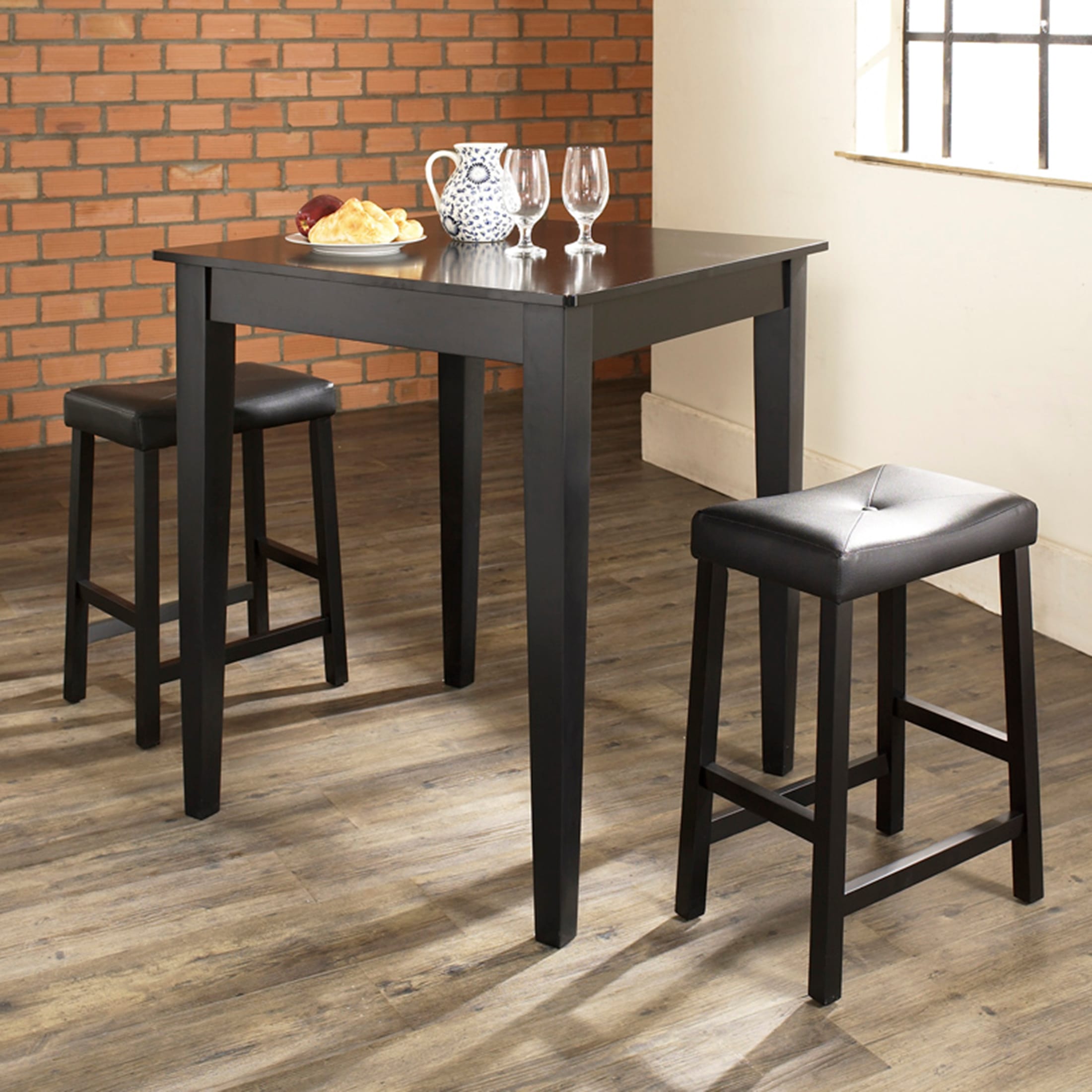 black 3 piece pub table set