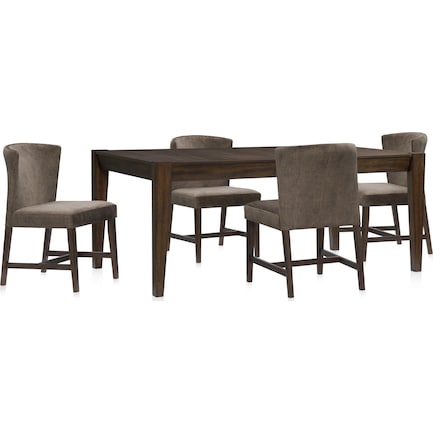 Bowen Dining Table and 4 Upholstered Chairs - Tobacco