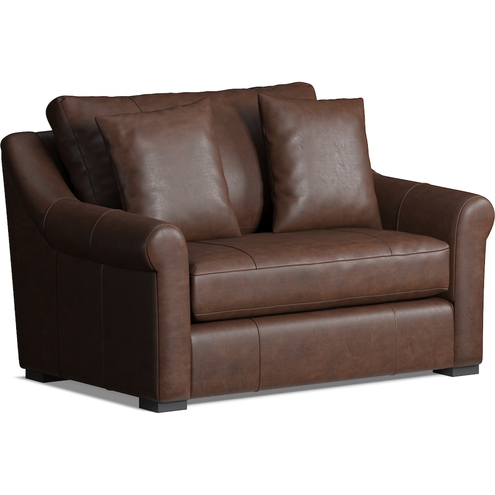 bowery dark brown chair and a half   