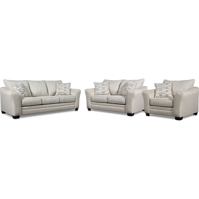 Living Room Furniture - Braden Sofa, Loveseat and Chair