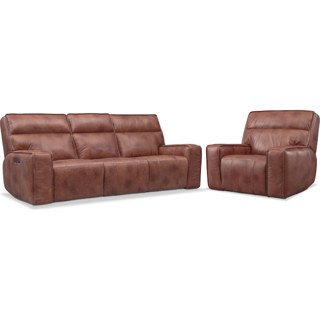 Living Room Furniture - Bradley Triple-Power Reclining Sofa and Recliner Set
