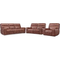 bradley dark brown  pc power reclining living room   