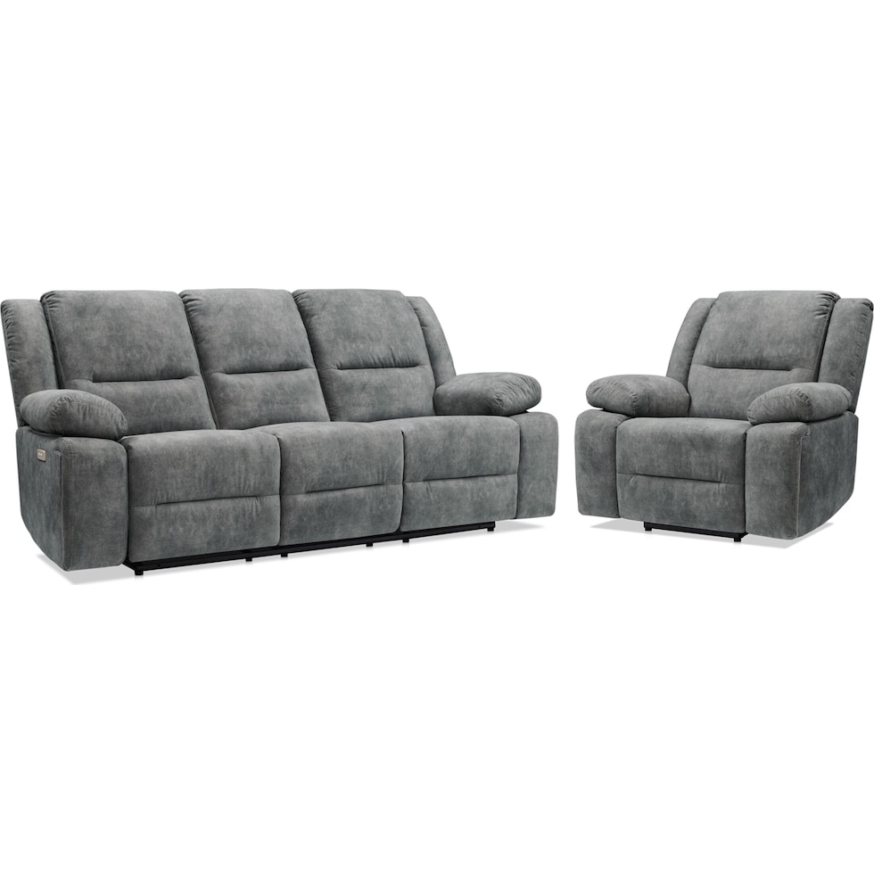 bradshaw gray  pc power reclining living room   